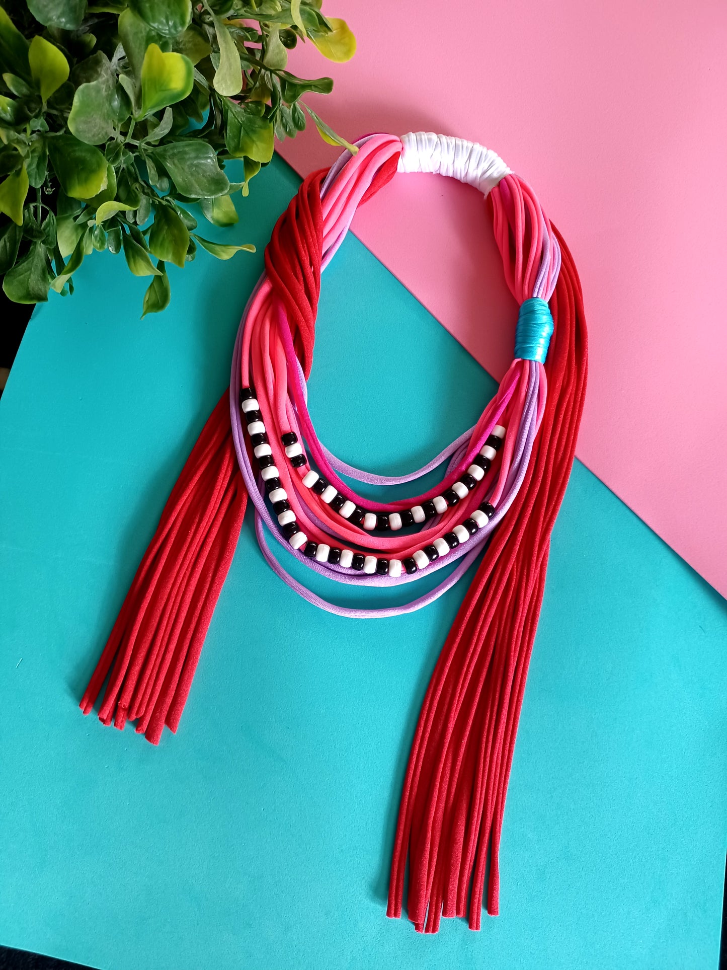 Fire and pink Necklace