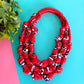Red black and white Necklace