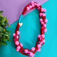 Pink & Red pompoms Necklace