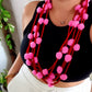 Pink & Red pompoms Necklace