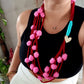 Pink & Red pompoms Necklace