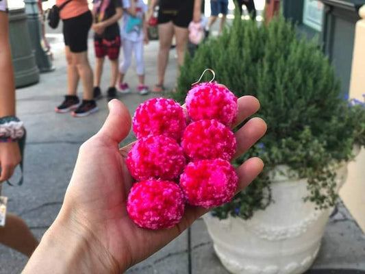 Pink and Red Pompom earrings