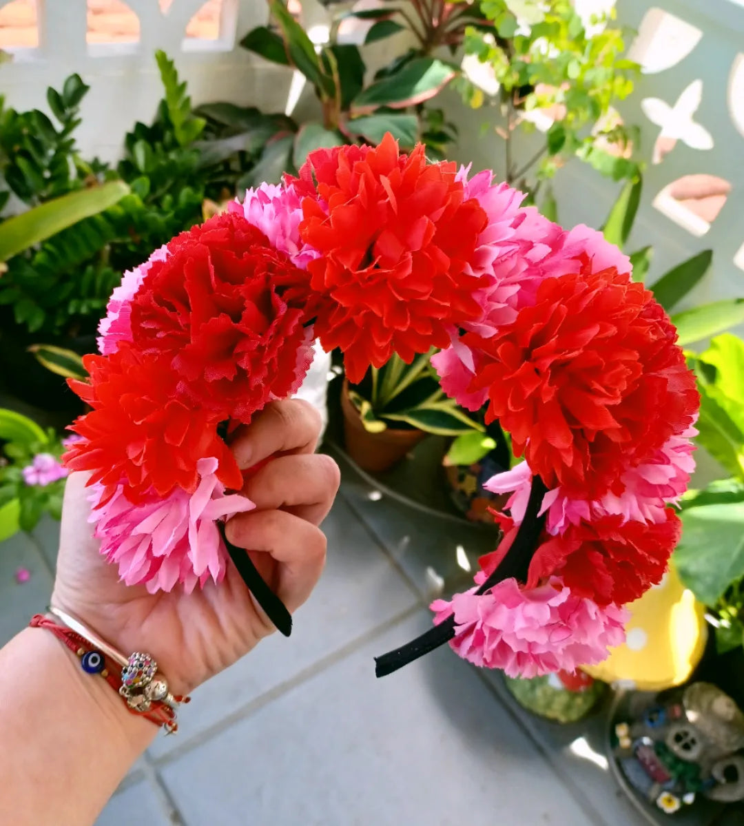 Pink and Red Flower Crown