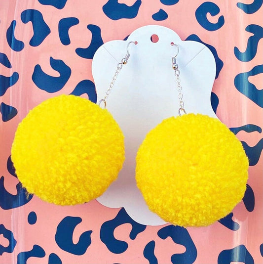 Yellow pompim Earrings