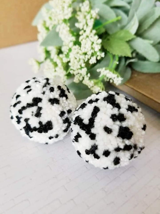 White and black Pompom Earrings